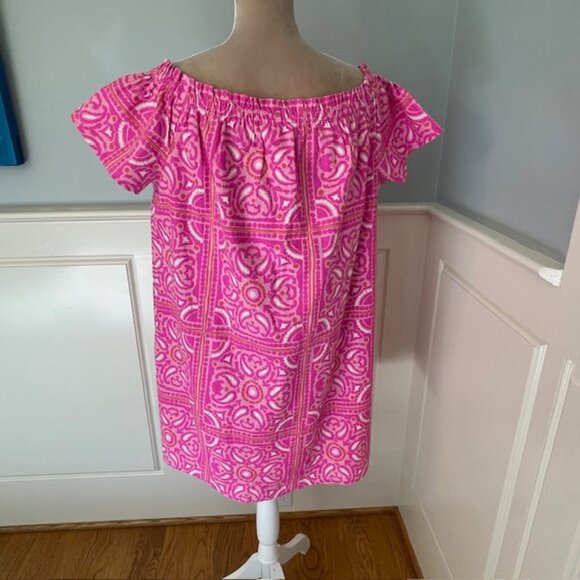 Vineyard Vines 100% Cotton Indian Block Print Pink Resortwear Dress XL - Picture 5 of 6